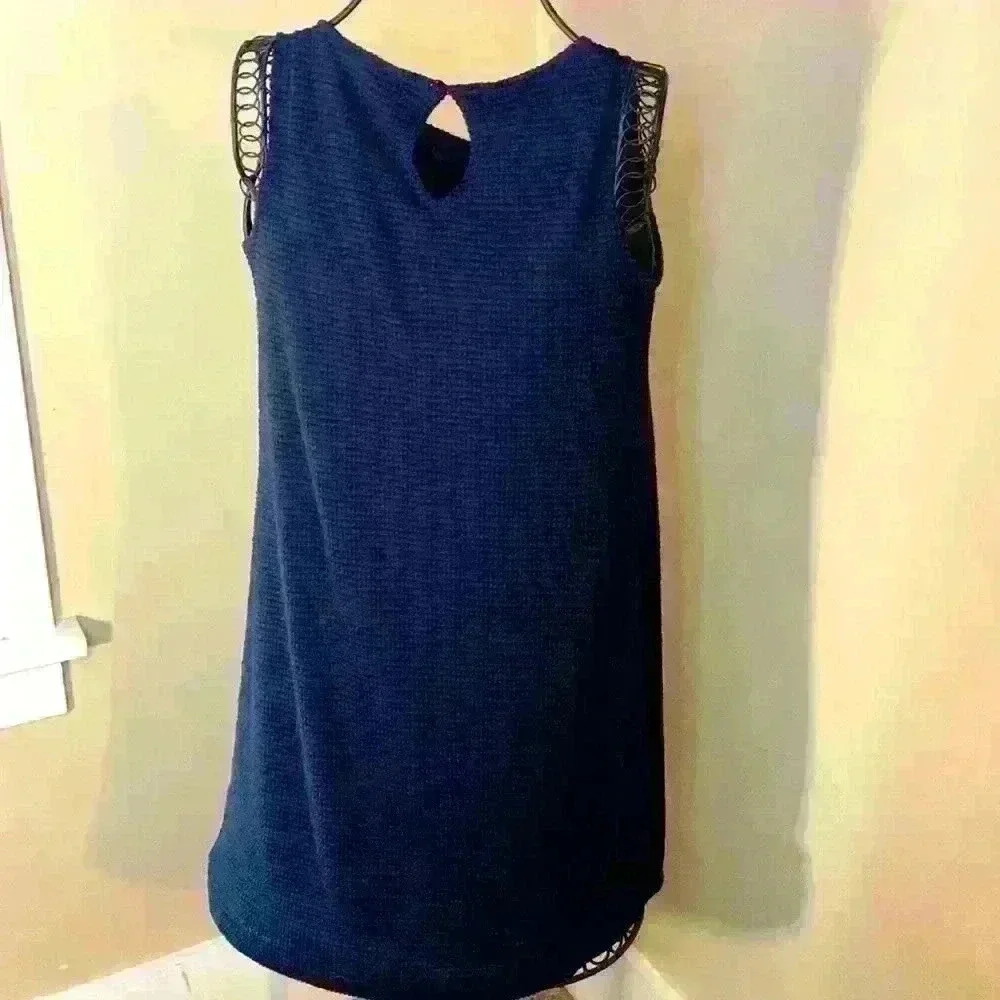 H by Halston Midnight blue Asymmetrical Sleeveless Dress Size 2 - Picture 4 of 6